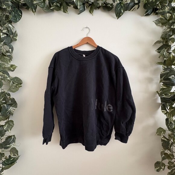 Lululemon Athletic Perfectly Oversized Crew Graphic Black Women’s Size 4 - Picture 1 of 8